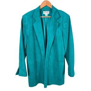 UltraSuede Outfit Jacket Skirt Set Women Size 10 Teal Office Attire Professional